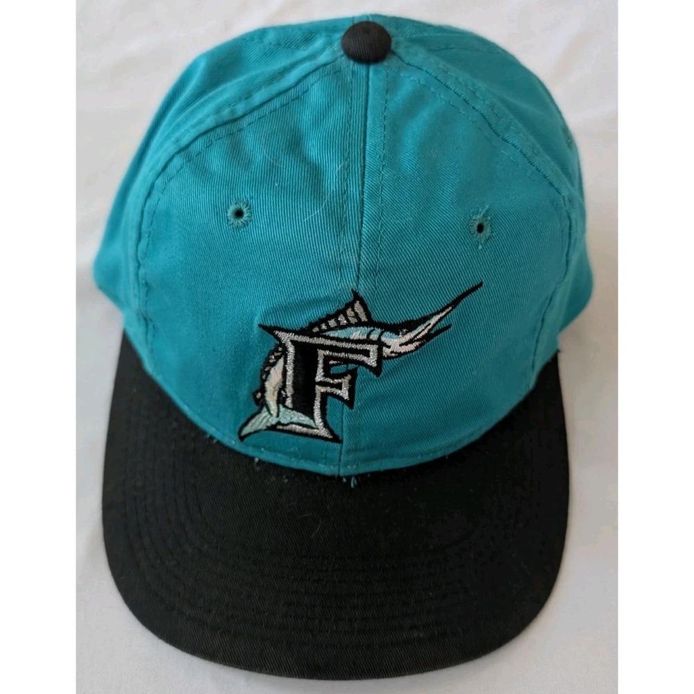 Vintage Florida Marlins Snapback Hat Outdoor Cap Co Teal Black MLB Baseball 90s